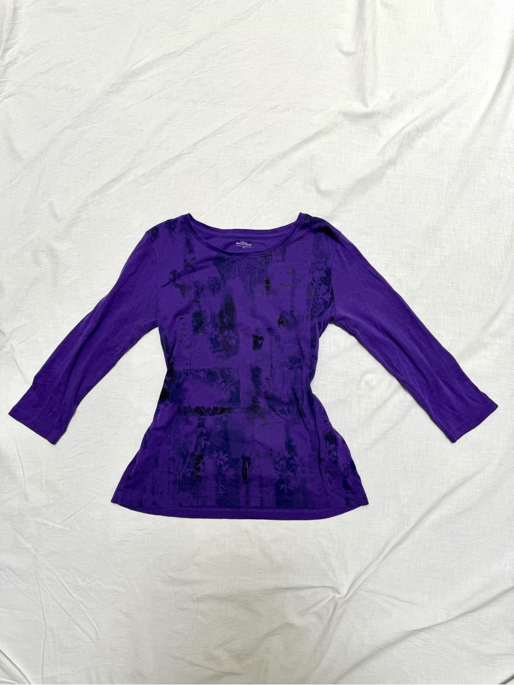 Purple Scoop Neck Long Sleeve Top